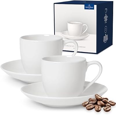 Villeroy & Boch For Me Set de expreso, 4 piezas, porcelana premium, color blanco