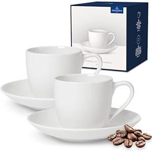 Villeroy & Boch – for Me Set di Tazze E Tazze Senza Manico Set di 4 Bianco, Lavabile in Lavastoviglie, Adatto per Microonde, Servizio caffè, Set Tazzin, Set da caffè, Porcellana Premium