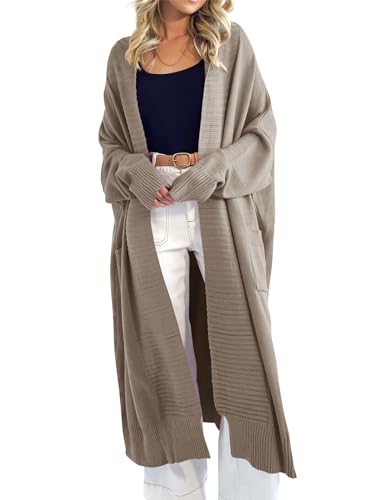 Image of Danedvi Womens Long Cardigan Sweaters 2026 Spring Chunky Knit Oversized Slouchy Open Front Warm Coats with Pockets