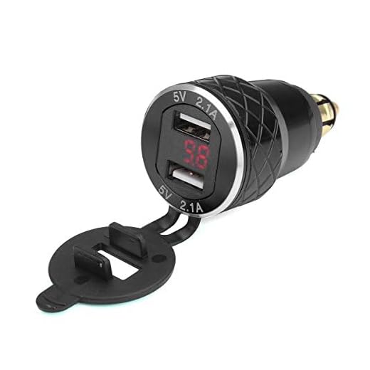 Alamor 12V-24V 4.2A Voltímetro Rojo Motocicleta Dual USB Cargador DIN Socket para BMW Moto - Negro
