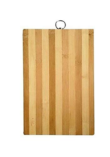 Non-Slip Wooden Bamboo Cutting Board with Antibacterial Surface with Premium Stainless Steel Handle, Brown