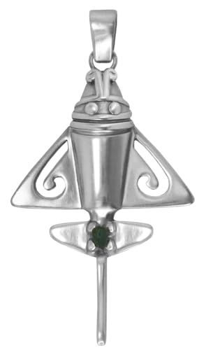 Image of Across The Puddle Colombian Emerald & Multi-Material Options | Quimbaya Flyer Pendant Necklace | Ancient Alien Golden Jets Collection
