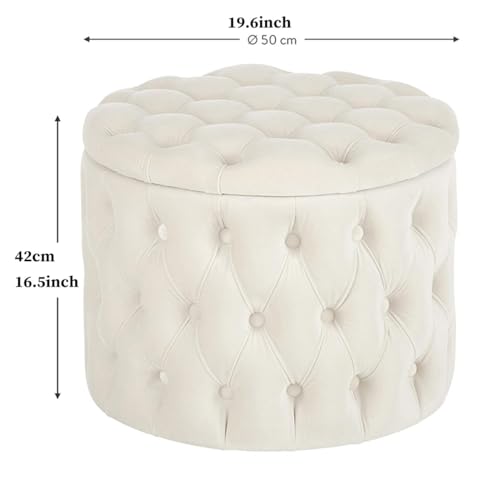 Repose-pieds avec rangement salon table basse ronde et pouf entrée - 4