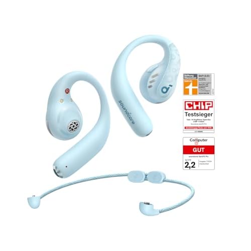 soundcore by Anker Open-Ear Kopfhörer AeroFit Pro, 46h Akku, Intensiver Sound LDAC, Ultra leicht, Bequem, Ergonomisches Design, Bluetooth 5.3, IP55 Wasserschutz, App, Kabellos Aquamarinblau