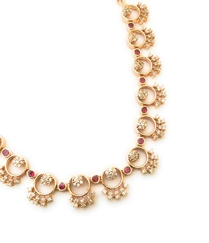 Image of Sasitrends Micro Gold Plated Peacock AD Stone Studded Jewellery Set