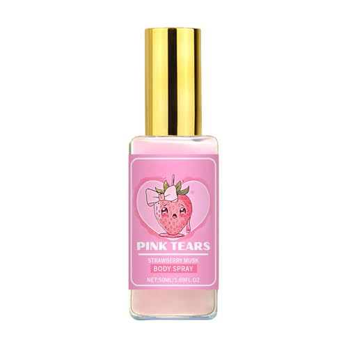 Pink Tears Body Mist, hidratación, 50 ml, spray de leche corporal de fresa fresca, fragancia hidratante con seductor, compacto y extra ligero, para mujeres, bodas y citas
