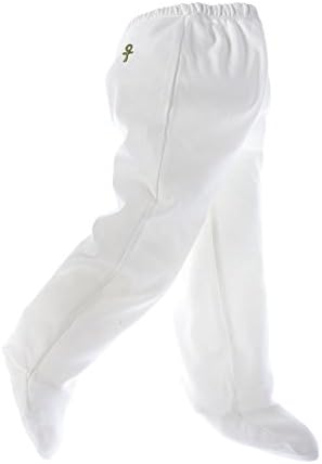 little pharo 100% Extra-Long Staple Egyptian Cotton Footed Leggings (ivory with green logo, size 3-6 months)