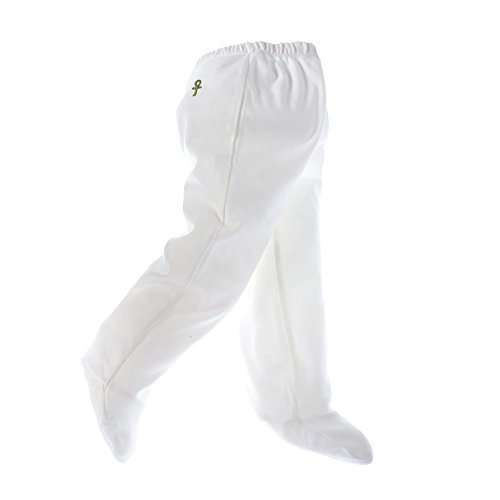 little pharo 100% Extra-Long Staple Egyptian Cotton Footed Leggings (ivory with green logo, size 3-6 months)