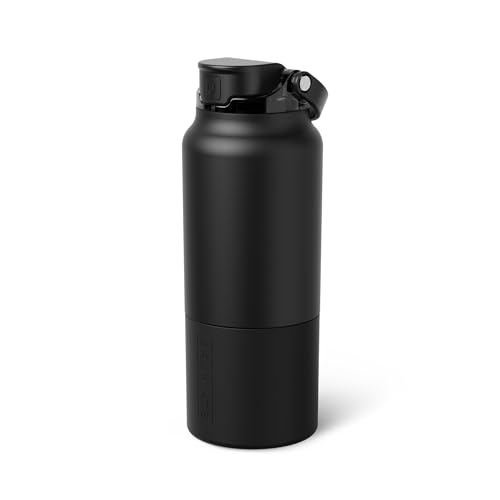 Image of BruMate Rise 35oz Water Bottle With 100% Leakproof Covered Silicone Straw | Insulated Stainless Steel Water Bottle With Removable Straw | Fast Flow | Soft Sip Silicone Spout | BPA-Free (Matte Black)