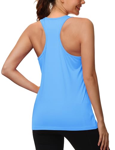 MAGCOMSEN Women's Athletic Racerback Tank Tops Quick Dry Racer Back Workout Tanks Moisture Wicking Upf50 Exercise 3 Pack2
