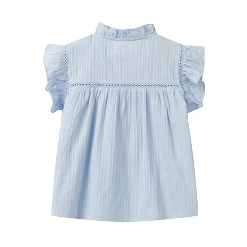 Mud Kingdom Little Girls Peter Pan Collar Blouse Cotton Puff Short Sleeve Button Up2