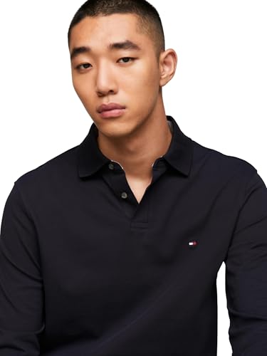 Camisetas polo para hombre Tommy Hilfiger de manga larga, corte regular con estiramiento y algodón piqué orgánico miniatura 3