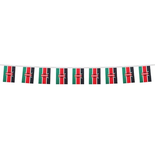 Image of AZ FLAG Kenya 6 meters BUNTING Flag 20 flags 9'' x 6'' - Kenyan STRING flags 15 x 21 cm
