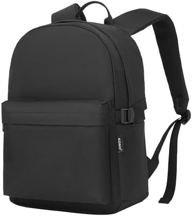 KONO Schulrucksack Teenager Mädchen Jungen Leichter Schultasche, Schwarz | Rucksack Damen für Schule und Universität, 15,6 Zoll Laptopfach & Mehrere Taschen, School Bag Casual Dayp
