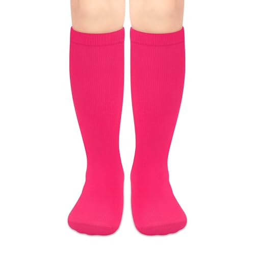 qikqik Girls Soccer Socks Kids Baseball Socks Kids Soccer Socks 4-6 Years Old Girls Softball Socks Pink Football Sock Youth