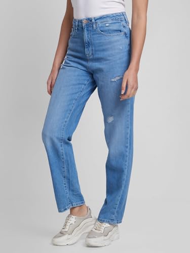Image of Spykar Women High Rise Cotton Straight Fit Regular Length Jeans (Bella)