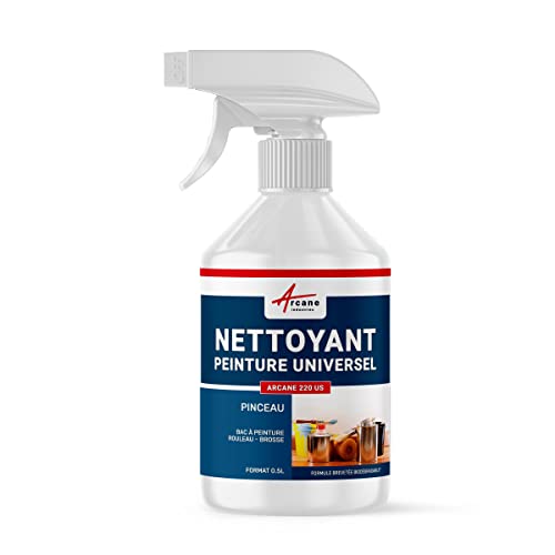 Nettoyage pinceau, solvant, peinture, diluant, tous types de peintures, vernis, lasure, brosse, rouleau - 0.5 L - ARCANE INDUSTRIES