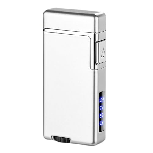 Butane Torch Lighter Intelligent Language Induction Windproof Lighter 4 Ignition Methods Visible Butane Window(Silver)
