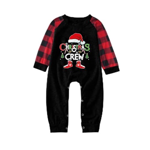 Weihnachtskleidung für Neugeborene, Babys, Familie, niedlich, kariert, langärmelig, Oberteil, Hose, Strampler, Overall, Pyjama, rot, 92
