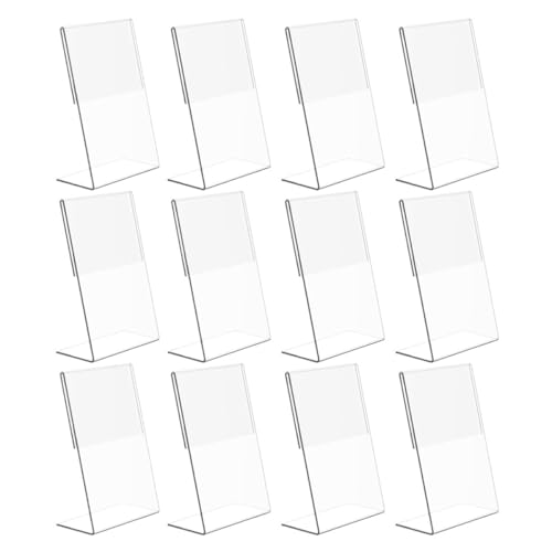 Zerodeko Lot de 12 Porte-cartes en Acrylique Transparent Étanche pour Présentation Verticale, Support pour Menus de Restaurant et Bureaux