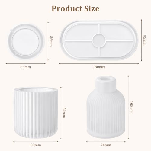 Image of Silicone Molds Set 3pcs Vase Bowl Tray Casting Molds DIY Craft | For resin, plaster, concrete and candle projects; flexible molds with smooth finish and easy release for handmade decor
