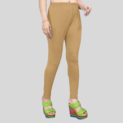 Image of Women's Solid Mid Rise Slim Fit Ankle Length Leggings - Comfortable and Stylish Yoga Pants for Workout, Running and Everyday Wear