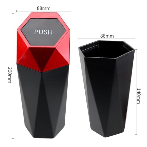 Cubo de basura para coche universal rojo mini papelera interior de almacenamiento 6