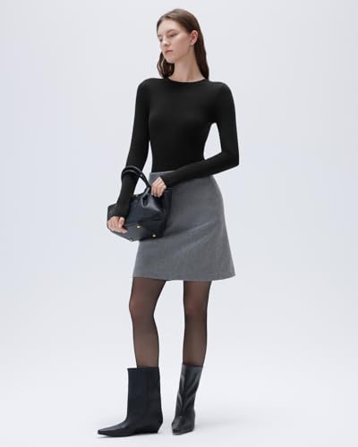 SUUKSESS Cloud Cashmere Women Crew Neck Fitted Long Sleeve Shirt Basic Knit Tops3