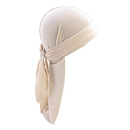 Amagogo Bandana de Unisex Headwear Silk Pirate Cap Wrap Hat, Beige, tal como se describe Cover