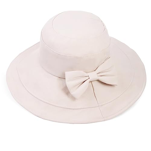 Assqi Women Bucket Hat Summer Beach Sun Hats For Women Upf Woman Foldable Floppy Travel Packable Uv Hat Cotton Wide Brim Hat (A1-Beige) #TOP2