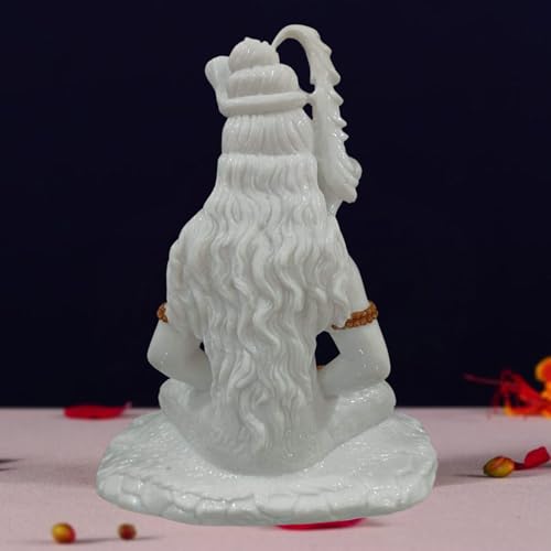 Image of Handicrated Marble Shiv ji Statue Shankar Bhagwan for Home /Temple,Shiv Ji ki Murti | Marble Dust Shankar Bhagwan Statue | Bholenath Murti(12x7x15-inch)