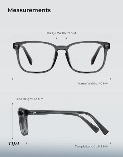 Image of TIJN Premium Blue Light Blocking Glasses for Women Men Computer Gaming Use | Square TR90 Frame Nerd Eyeglasses Anti Blue Ray with Red, Orange, Clear Lens for Computer, Phone, TV and Evening Screen Use