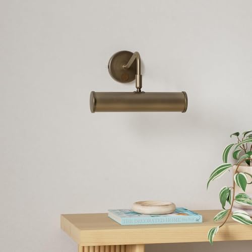 National Lighting Traditional Decorative Picture Light - Antique Brass Finish LED Picture/Display Wall Lamp with Rocker Switch 230mm - Compatible with 6.2W LED E14 (Not Included)