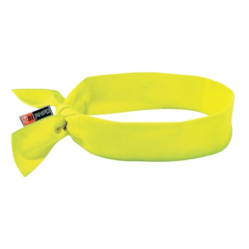Image of Cooling Bandana, Fire Resistant, Evaporative Polymer Crystals for Cooling Relief, Tie for Adjustable Fit, Ergodyne Chill Its 6700FR,Lime
