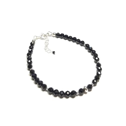 Bracelet spinelle noire de joaillerie en argent 925 de haute qualité