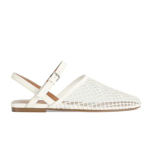 Mesh Ballet Flats for Women Slingback Flats Round Toe Mary Jane Flat Fishnet Ballerina Shoes Comfortable Casual with Buckle Strap