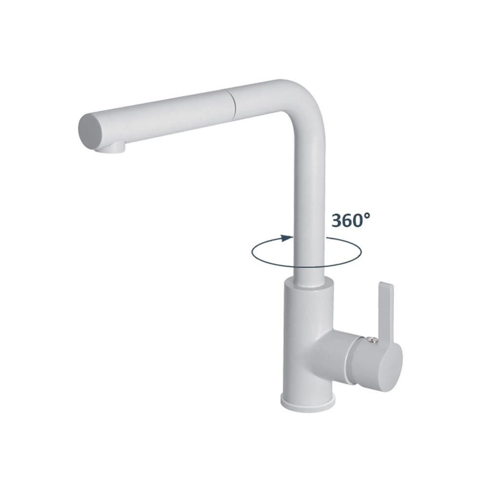 Rubinetto Miscelatore Cucina monocomando doccetta estraibile Bianco QMHC02BI