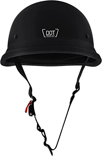 Bike Half Helmet, German Style Dot Approved Adult Men Women Retro Open Face Motorcycle-Helmets, Bicycle/Skateboard Helmet For Adults, Bike, Scooter Half Shell Helmet(M, Matte Black) #TOP2
