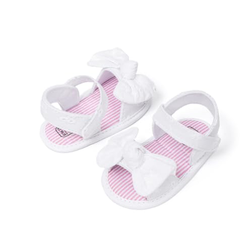 Image of Miamooi Infant Baby Girls Boys Sandals Summer Bowknot Crib Shoes Toddler Pu Leather Flower Soft Rubber Sole Dress Flats First Walker Shoes