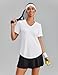 PINSPARK Womens Workout Tops V Neck Short Sleeve Gym Shirts Moisture Wicking Quick Dry Breathable Soft Athletic Running Tees,White Large