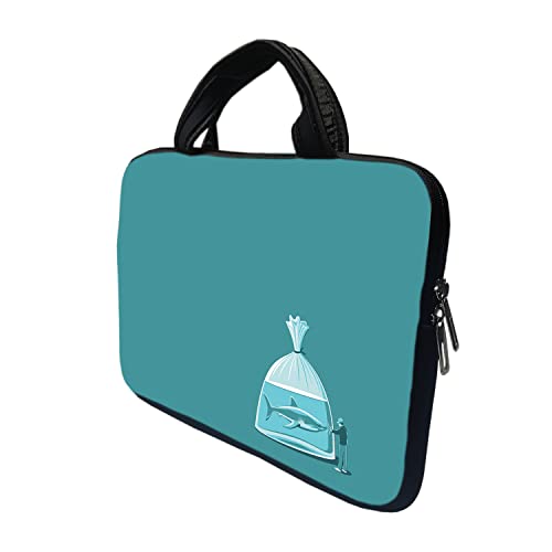 Image of TheSkinMantra Chain Laptop Sleeve Bag Compatible with Laptop /Macbooks /Chrombook /Notebook /Zbook (15.6 Inch [Handle], I Love Shark)