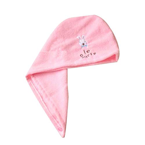 Hair Turban Towel Wrap Cute Coral Fleece Hair Drying Cap Bath Dry Hair Hat for Reducing Hair Drying Time Pink