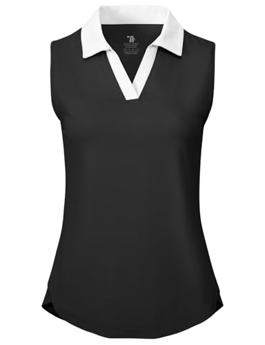 Image of BGOWATU Women's Sleeveless Golf Polo Shirts Collared V Neck Tennis Tank Tops UPF 50+ Quick Dry Lightweight