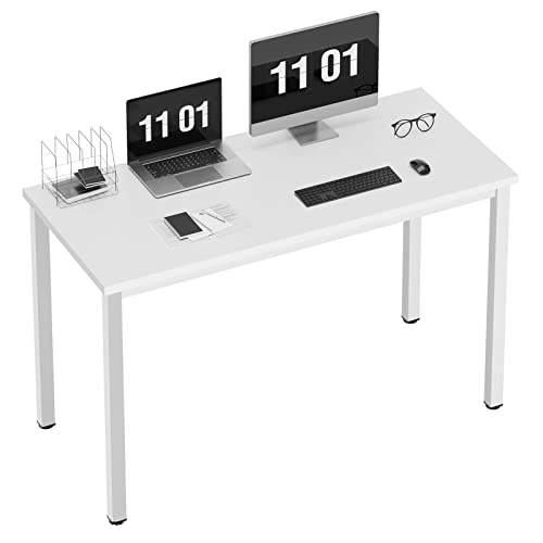 SogesPower Escritorio de computadora, Escritorio para Oficina, Mesa de computadora portátil PC, Estación de Trabajo, 120 x 60 x 75 cm, Blanco