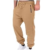 Cargohose Herren Baggy Jogginghose mit Taschen Lässig Chino Hosen Elastische Taille mit Kordelzug Arbeitshosen Stretch Pants Outdoorhose Komfortabel Wanderhose Breathable Freizeithose(Khaki,S)