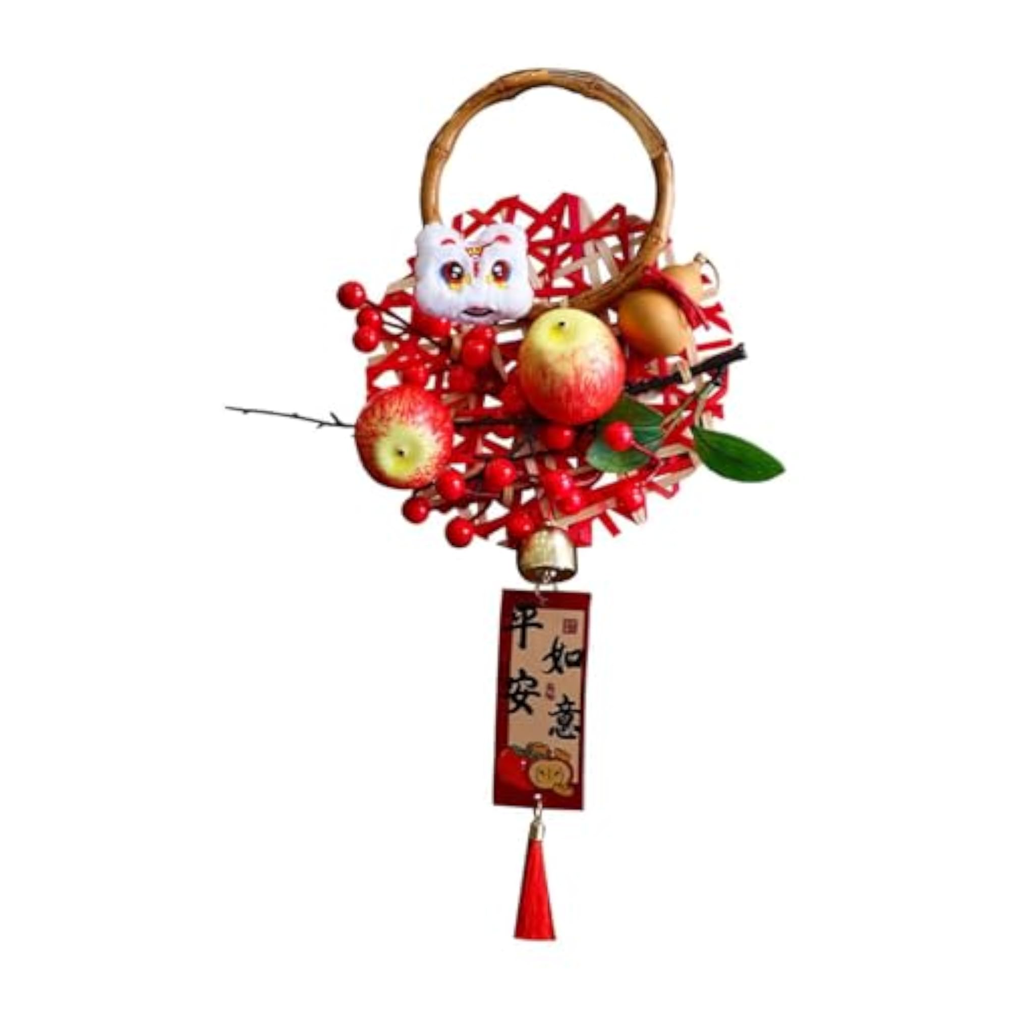 Small Hanging Wreath with Door Handle Pendant and Tassels