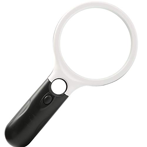 Loupe à main avec lentille optique et 3 LED pour lecture à domicile