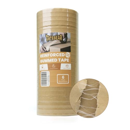 TAPEBEAR Water Activated Tape Reinforced Packing Tape 50mm x 50m