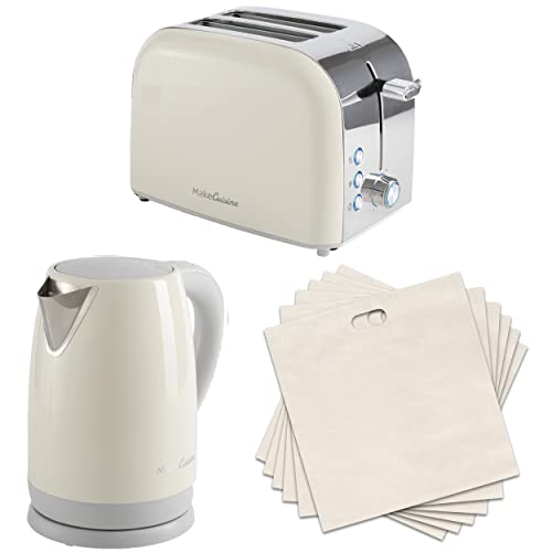 MakeCuisine Inspire Loft -900W, 2 Ranuras, Función Cancelar, Recalentar y Descongelar + Hervidor Soft Cream - 2200W, 1.7 L, Control Temperatura, Paro Automático + Set 6 bolsas para tostar Cover