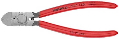KNIPEX Tools - Diagonal Flush Cutter for Plastics, 45 Degree Angle (7211160) , Red